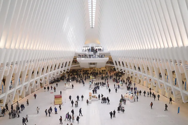 world trade center, building, people, interior, architecture, crowd, public, modern, terminal station, downtown, perspective, oculus, metro, new york, manhattan, america, metaverse, usa. Trade show marketing: a three-stage planning framework